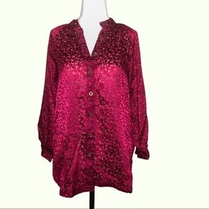 🧡 XS 🧡 NWT Anthro Top Burn-out Floral Velvet Buttondown Oversized​